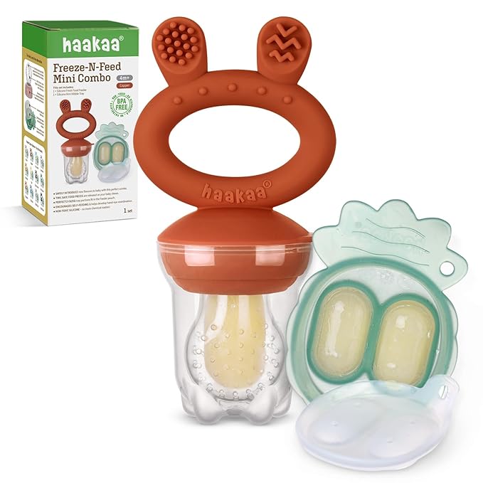Haakaa Baby Fruit Food Feeder & Mini Freezer Nibble Tray Combo, Breastmilk by haakaa