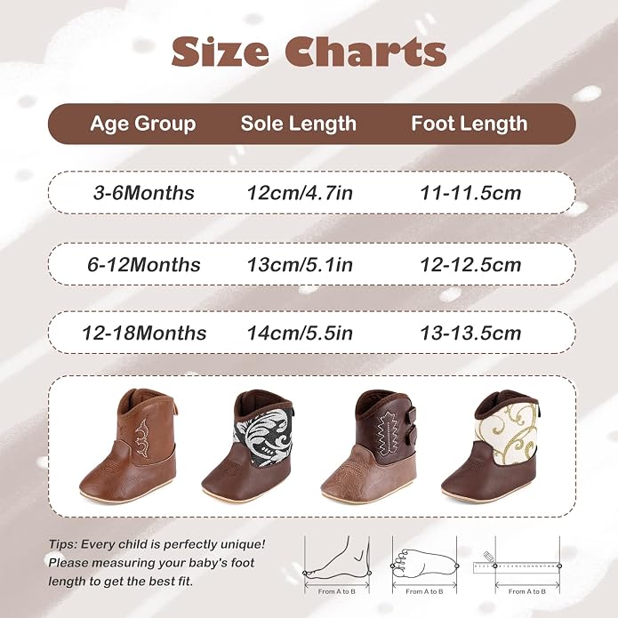 MK MATT KEELY Leather Western Boots Cowboy Bootie Soft Sole Non-Slip Crib Shoes - Image 7