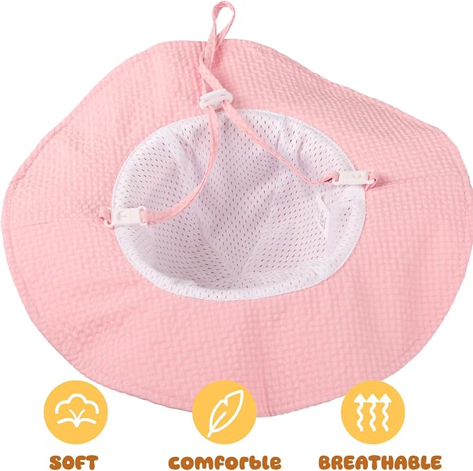 HONGTEYA Baby Sun Hat Toddler Girl Beach Hat Adjustable Outdoor Summer Hat UPF - Image 7