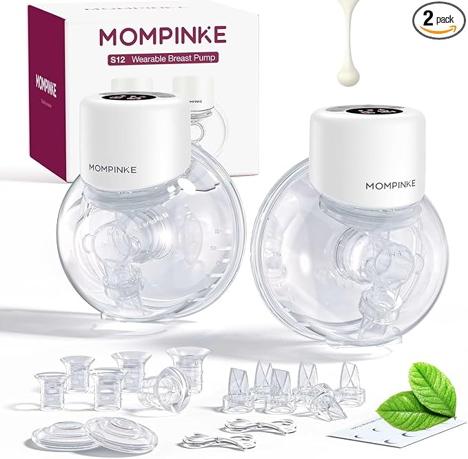 Wearable Breast Pump S12, Hands Free Wearable Breastfeeding Pump by MOMPINKE