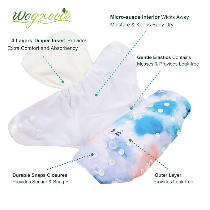 wegreeco Cloth Diapers 6 Pack - Image 3