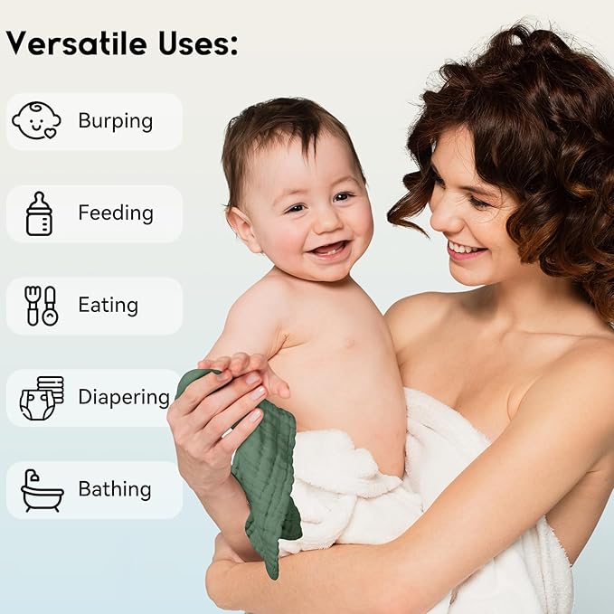 Muslin Baby Washcloths 6 Pack, 100% Cotton Wash Cloths - Image 5