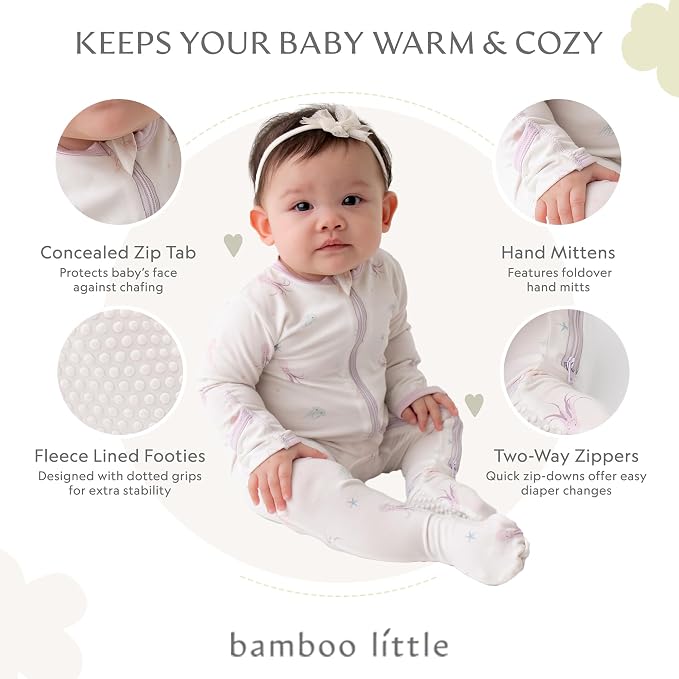 Bamboo Little Soft Baby Footie Pajamas, Baby Clothes, Newborn Sleepers - Image 2