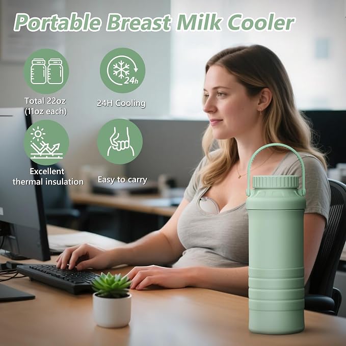 22oz Portable Breastmilk Cooler Bottle, Stainless Steel Breast Milk Chiller - Image 2