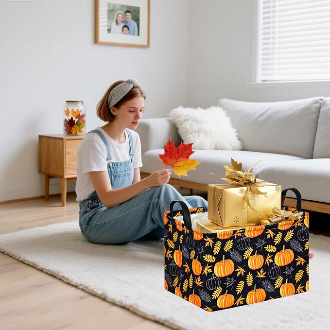 Rectangle Golden Pumpkin Gift Storage Home Shelf Storage Basket Organizer Box - Image 2