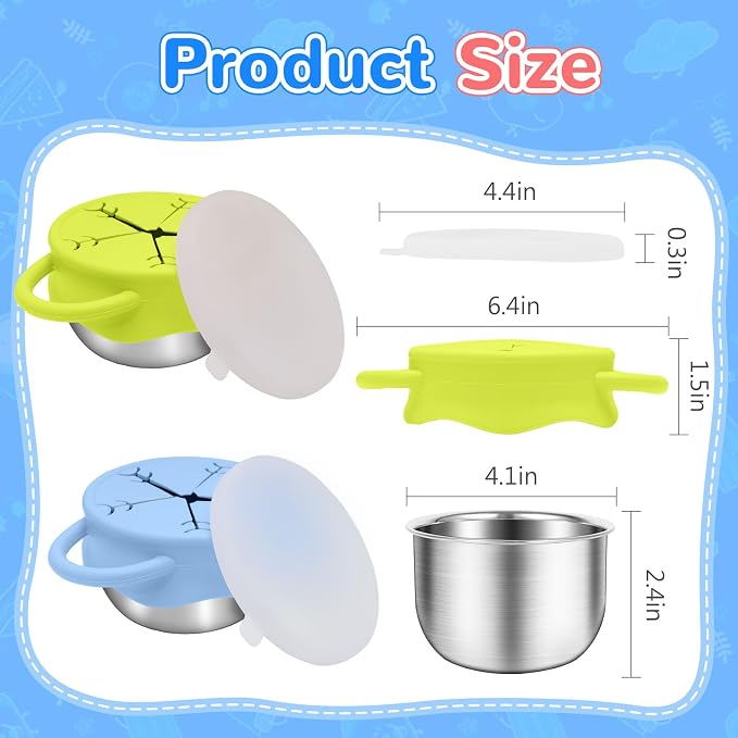 2 Pack Toddler Snack Containers –13.5oz Food Grade Stainless Steel Snack Cups - Image 5