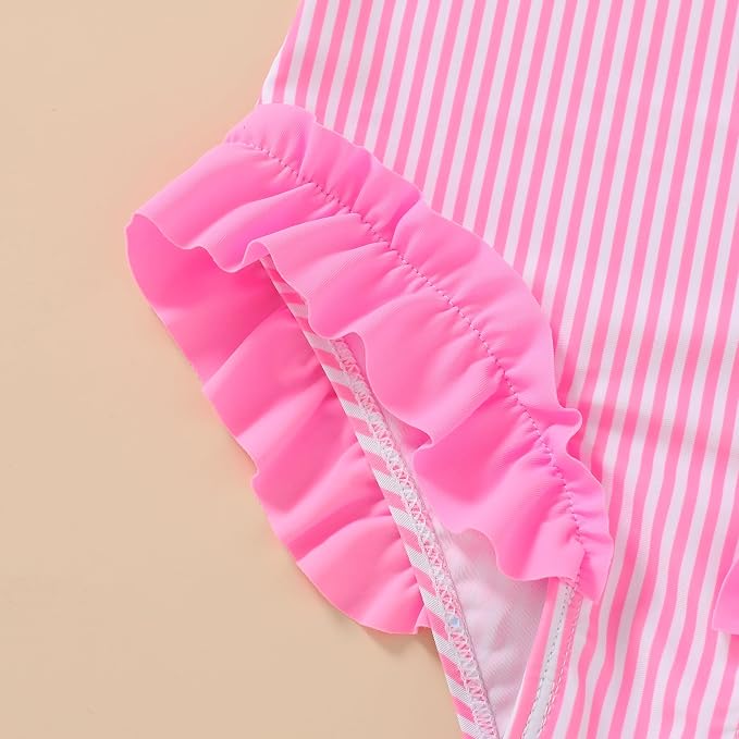 Happy Town Toddler Swimsuit Girl Solid Color Stripe One-Piece Baby Bathing Suits - Image 5