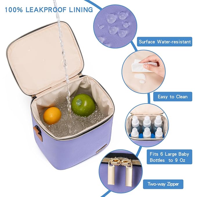 Breastmilk Cooler Bag with Ice Pack Fits 6 Baby Bottles Up to 9 Ounce, Baby - Image 4