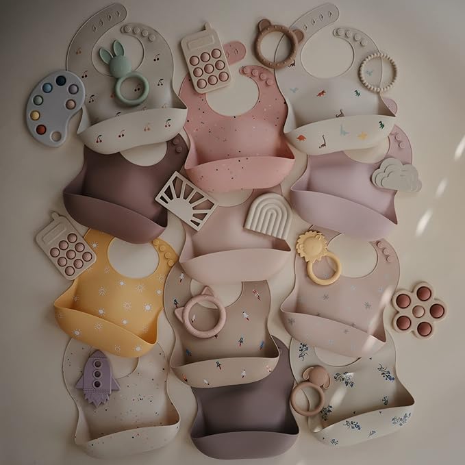 mushie Silicone Baby Bib | Adjustable Fit Waterproof Bibs - Image 6