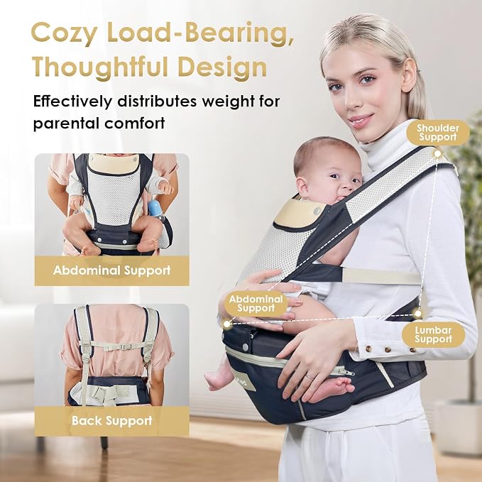 Baby Carrier Newborn to Toddler, Lightweight Ergonomic Baby Hip Seat Carrier Up - Image 4