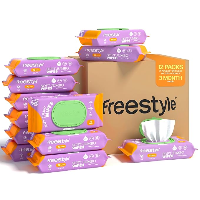 Freestyle Soft Jumbo Baby Wipes, Hypoallergenic and Unscented, Water-Based Wet by Freestyle