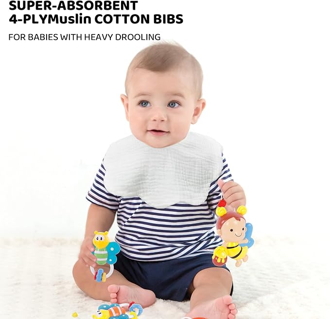 Muslin Baby Bibs for Drooling and Teething Newborn Drool Bibs for Baby Girl Boy - Image 3
