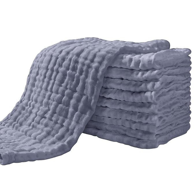 Yoofoss Muslin Burp Cloths for Baby 10 Pack 100% Organic Cotton Baby Washcloths by YOOFOSS