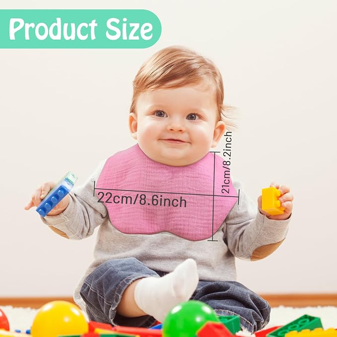 Baby Bibs Muslin Bibs for Baby Girl Boy for Drooling and Teething 10 Pack - Image 4