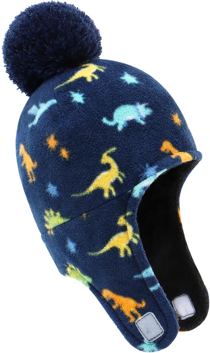 Baby Beanie Hat Pom Full Hood Hat Toddler Winter Hat Fleece Earflap Cap - Image 2
