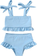 YOUNGER TREE Toddler Girls Two Pieces Swimsuit Color Block Stripe Swimwear by YOUNGERTREE