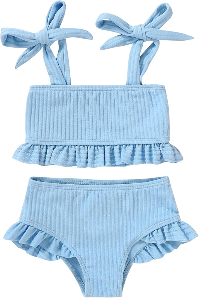 YOUNGER TREE Toddler Girls Two Pieces Swimsuit Color Block Stripe Swimwear by YOUNGERTREE