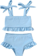 YOUNGER TREE Toddler Girls Two Pieces Swimsuit Color Block Stripe Swimwear by YOUNGERTREE