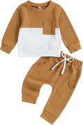 Toddler Baby Boy Fall Clothes Waffle Contrast Color Sweatshirt Pants Sets by GGBNOMER