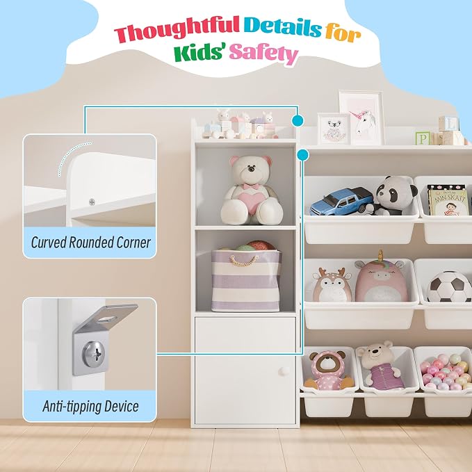 White Toy Storage Organizer, Toy Organizers and Storage Bins, Toy Storage Shelf - Image 6