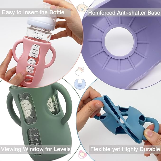 4 Pack Silicone Sleeves for Avent Natural Glass Baby Bottles, Anti Breakage - Image 6