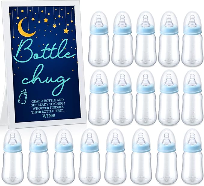 Roowest Bottle Chug Baby Shower Game Favors Including Moon Star Theme Wooden by Roowest