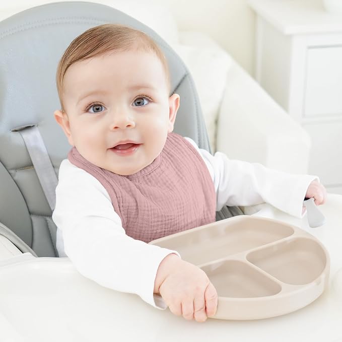 Bearmoss Muslin Baby Drooling Bibs 8 Pack, 100% Cotton Square Adjustable - Image 4