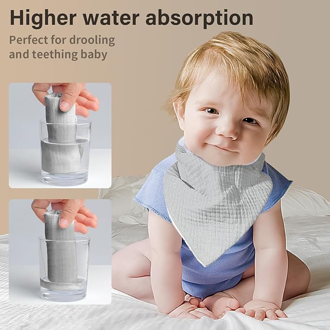 Muslin Baby Bibs, Soft Triangular Baby Bandana Drool Bibs - Image 2