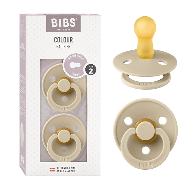 BIBS Pacifiers Colour Collection | Natural Rubber Baby Pacifier | Round Nipple by BIBS