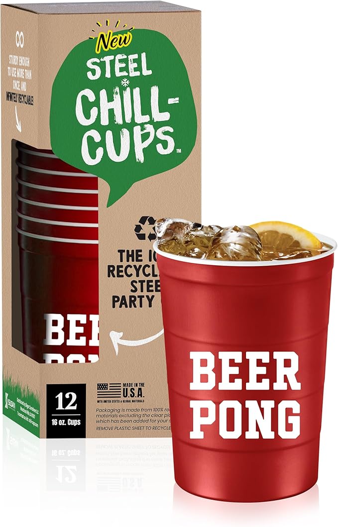 16 oz. Party Cup 'Beer Pong' Drinking Game Design by SteelChillCups