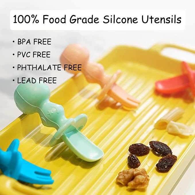 12 Pack Baby Utensils, Silicone Baby Spoons Self Feeding and Baby Forks - Image 2