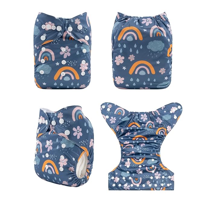 babygoal Reusable Cloth Diapers 6 Pack+6pcs Rayon from Bamboo Inserts+Wet Bag - Image 3