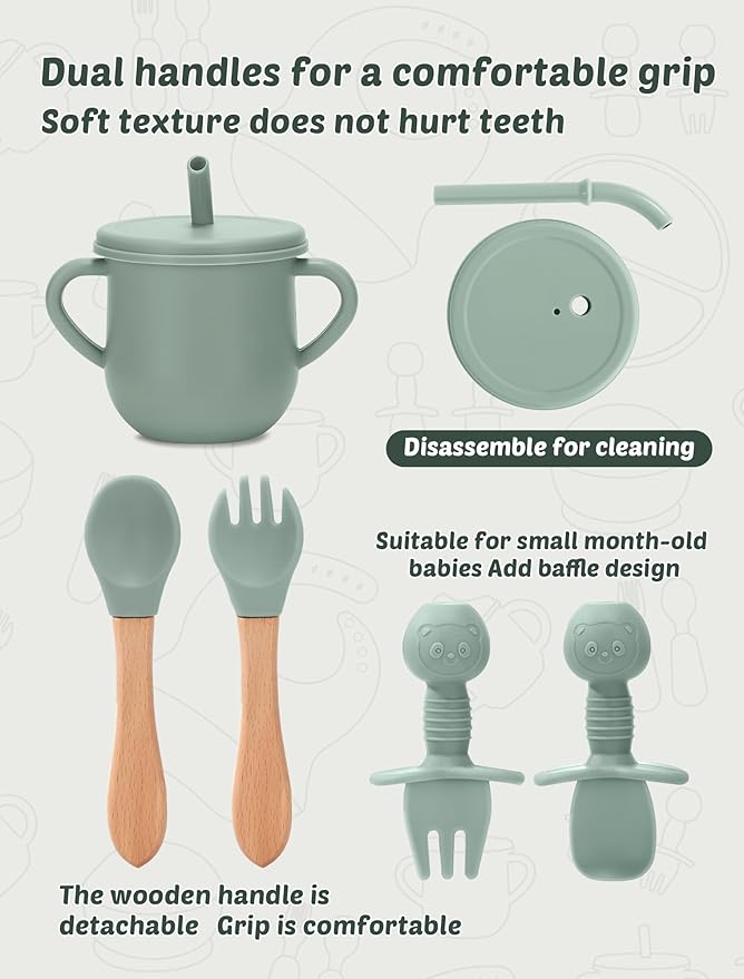 24 PCS Silicone Baby Feeding Set, Baby Led Weaning Supplies Includes Suction - Image 2