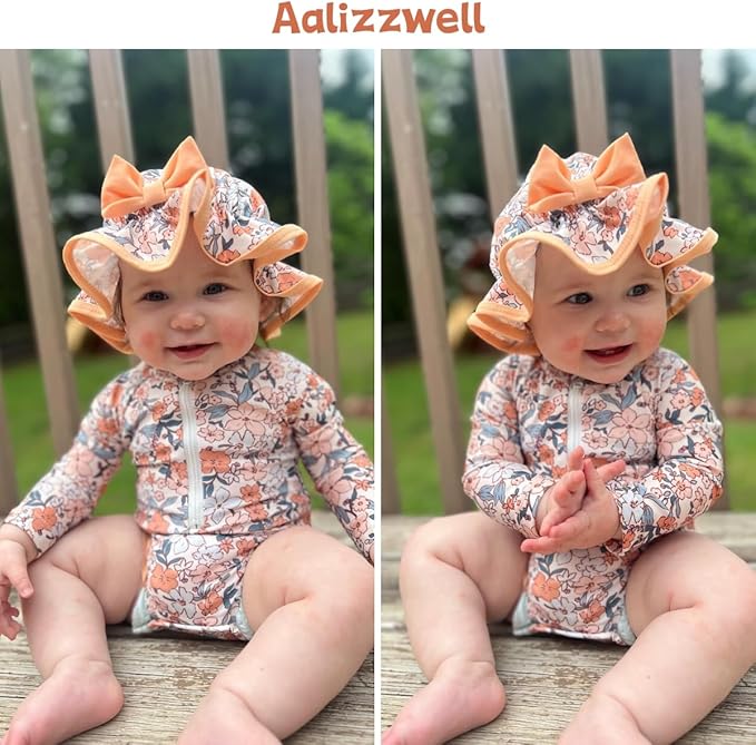 Aalizzwell Baby Girls Long Sleeve One Piece Swimsuit - Image 3