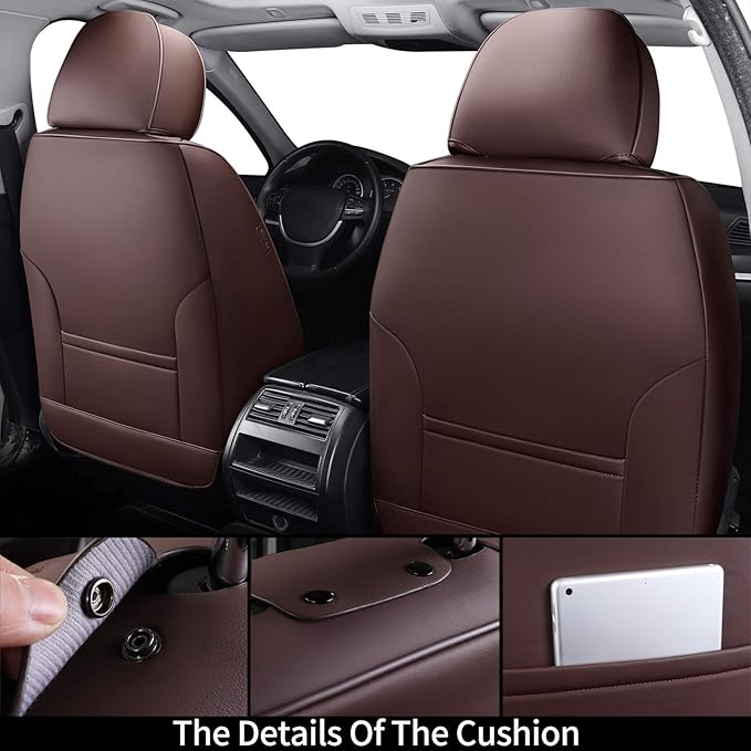 Coverado Universal Seat Covers Front, Waterproof Nappa Leather Car Seat Covers - Image 2