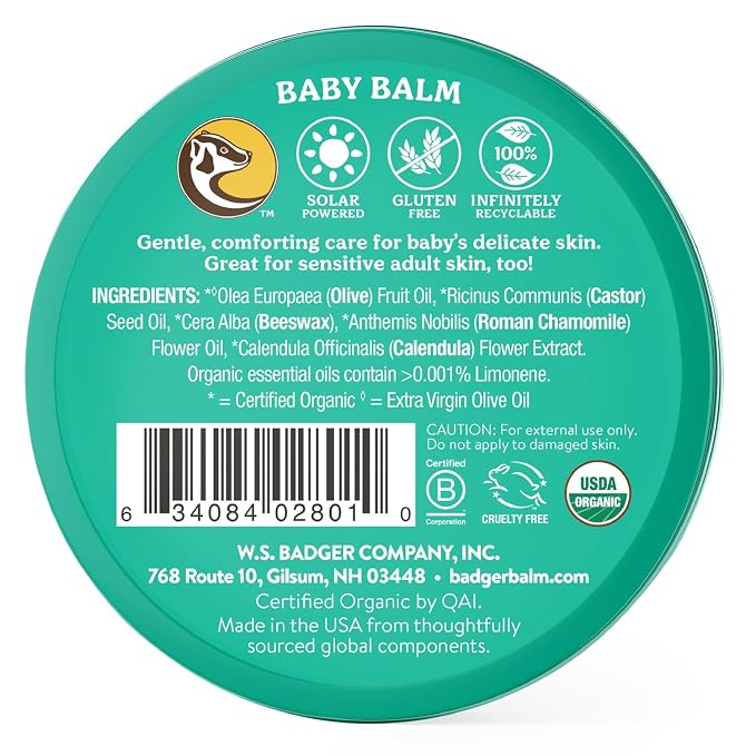 Badger - Baby Balm, Chamomile & Calendula, Certified Organic Baby Balm - Image 2