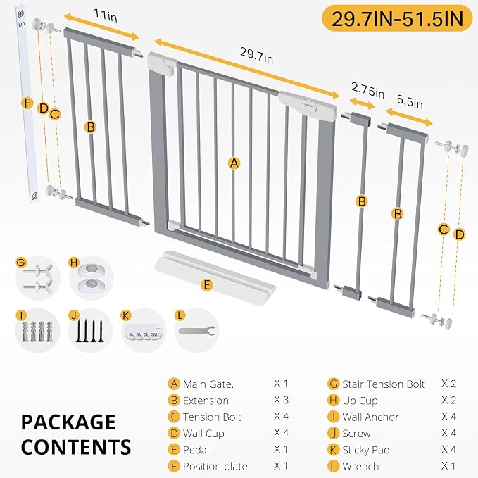 Cumbor 29.7"-51.5" Extra Wide Baby Gate - Image 9