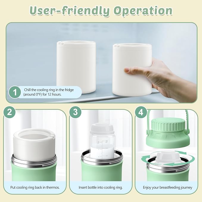 22oz Portable Breastmilk Cooler Bottle, Stainless Steel Breast Milk Chiller - Image 6