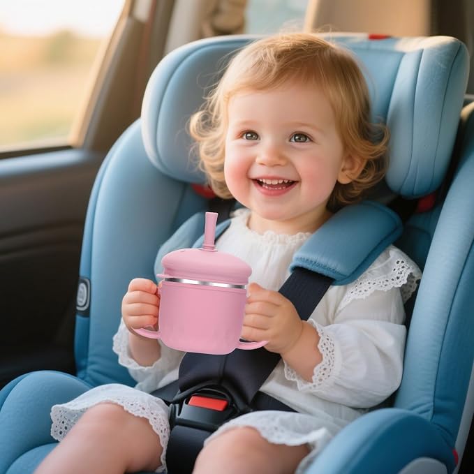 BUSOHA Stainless Steel Sippy Cups - 3 IN 1 Silicone Sippy Cup - Image 6