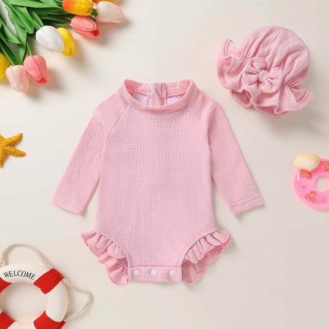 YOUNGER TREE Infant Baby Girls Swimsuit Long Sleeve Swimsuits One Piece - Image 2