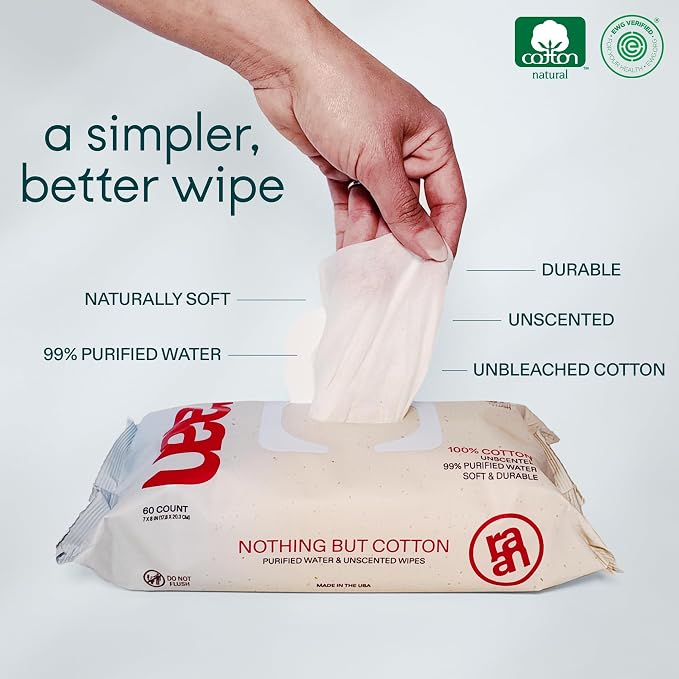 Raan, 100% Cotton Baby & Toddler Wipes, Unbleached, 99% Purified Water - Image 5