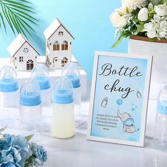 Roowest Bottle Chug Baby Shower Game Favors Including Blue Elephant Theme - Image 4