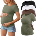 Huukeay 4 Pack Women's Maternity Shirts, Crew Neck Maternity Top Short Sleeve by Huukeay