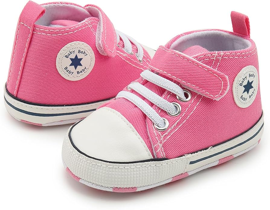 Meckior Baby Girls Boys Canvas Sneakers Soft Sole High-Top Ankle Infant First - Image 2