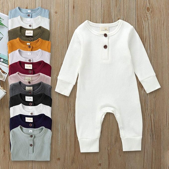 Kuriozud Newborn Infant Unisex Baby Boy Girl Clothes Button Romper Jumpsuit - Image 2