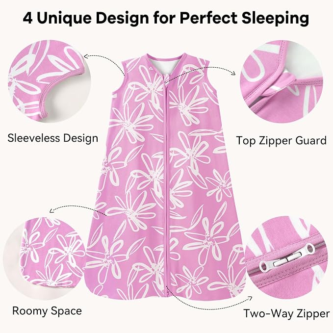 Baby Sleep Sack 0-6 Months 1.0 Tog Baby Wearable Blanket 100% Cotton Sleeping - Image 3