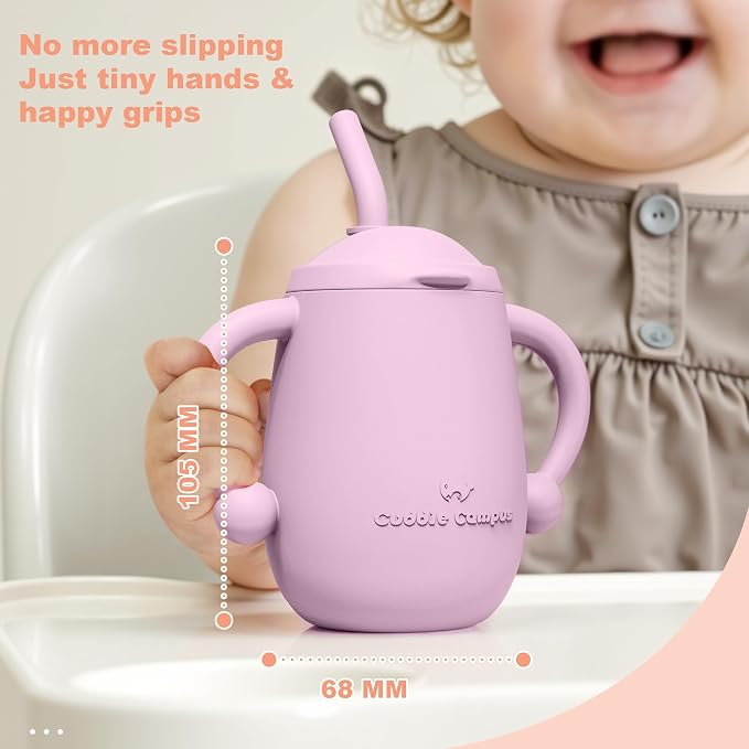 Cuddle Campus Pack of 2 Silicone Baby Training Cup, Shatterproof Toddler Sippy - Image 4