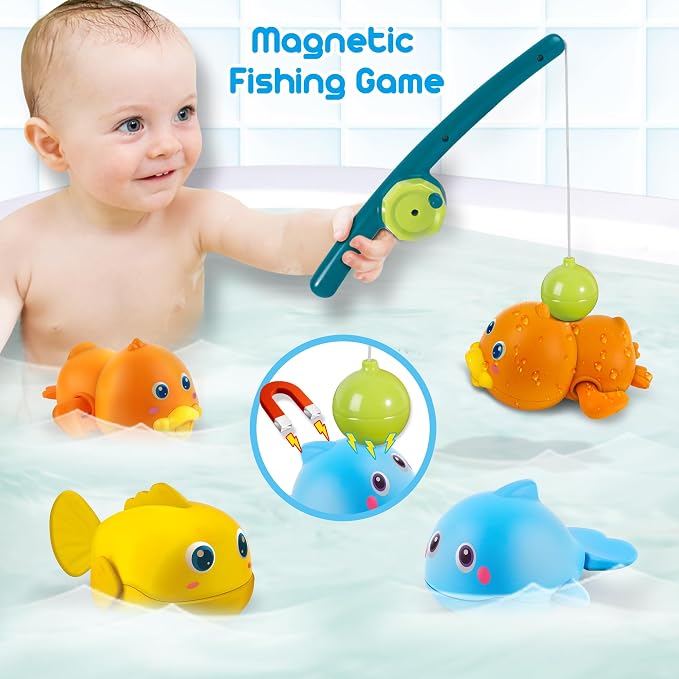 Dwi Dowellin Bath Toys for Toddlers, Magnetic Fishing Games Kids Bathtub Toys - Image 6
