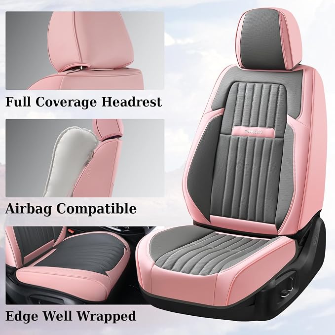 Coverado Car Seat Covers Full Set, Nappa Leather Seat Covers - Image 2