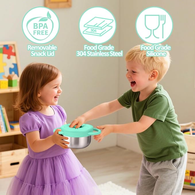 BUSOHA Stainless Steel Toddler Snack Cups - 9 OZ Spill-Proof Baby Snack - Image 4